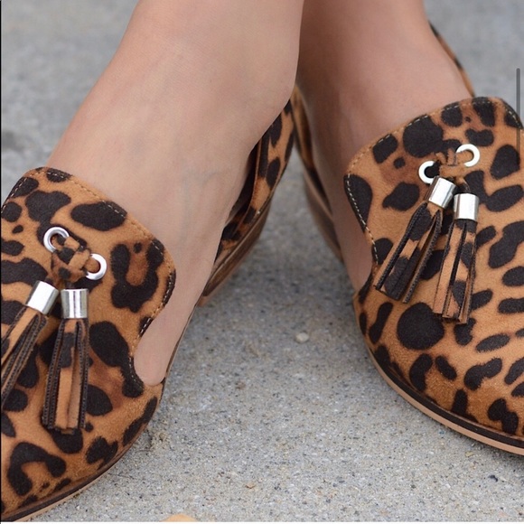 Vegan Suede Leopard Print Loafers - Picture 5 of 6